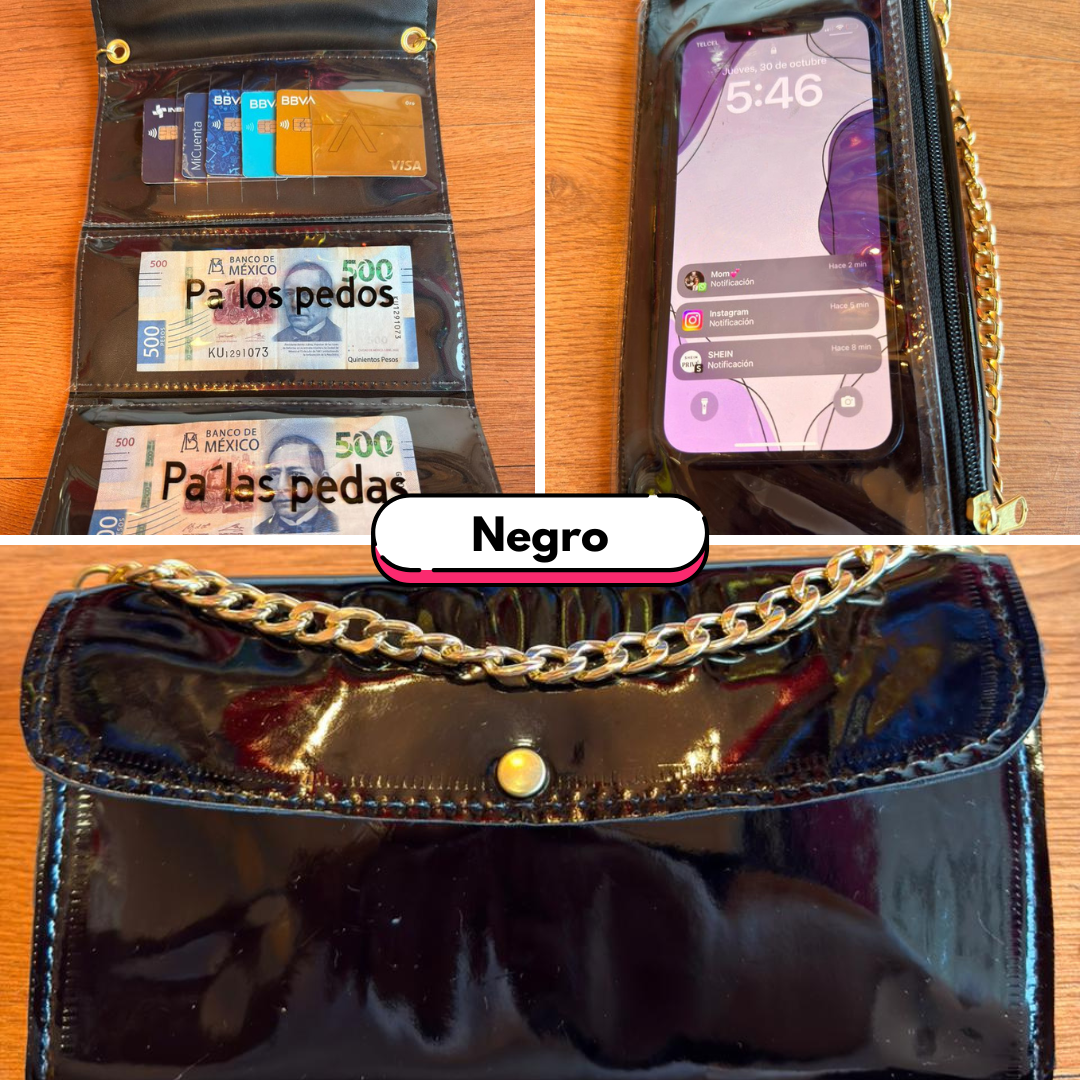 Organiphone Efecto Espejo – Porta Celular con Tarjetero y Organizador de Dinero