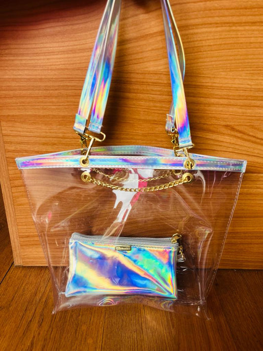 Valentina Dúo – Bolsa Transparente con Porta Celular Coordinado | 12 Colores