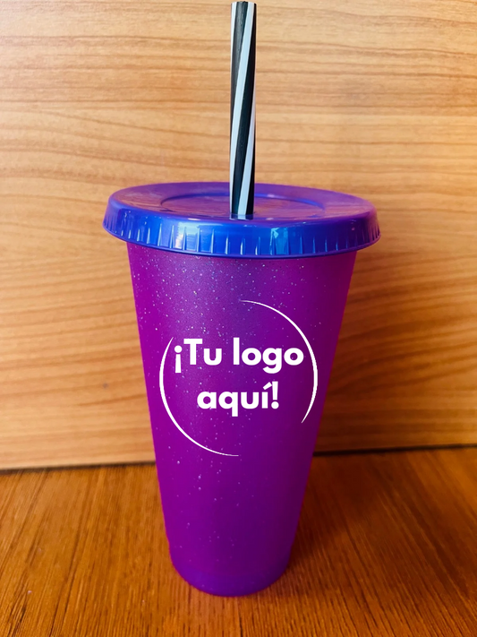 vaso de popote personalizable elegante