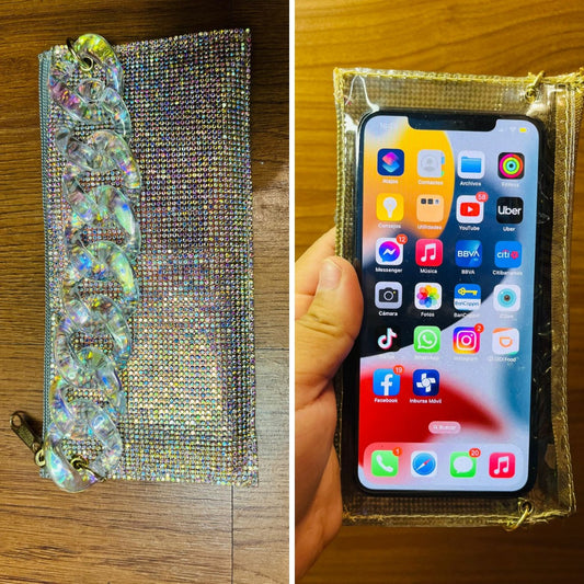 Porta Celular Especial con Piedras y Cadena Premium – 7 Colores