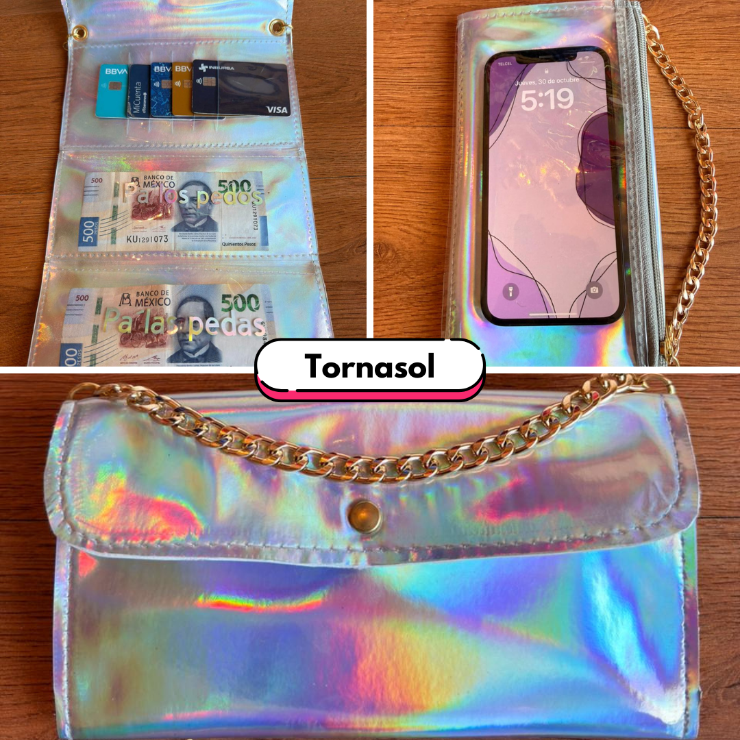 Organiphone Efecto Espejo – Porta Celular con Tarjetero y Organizador de Dinero