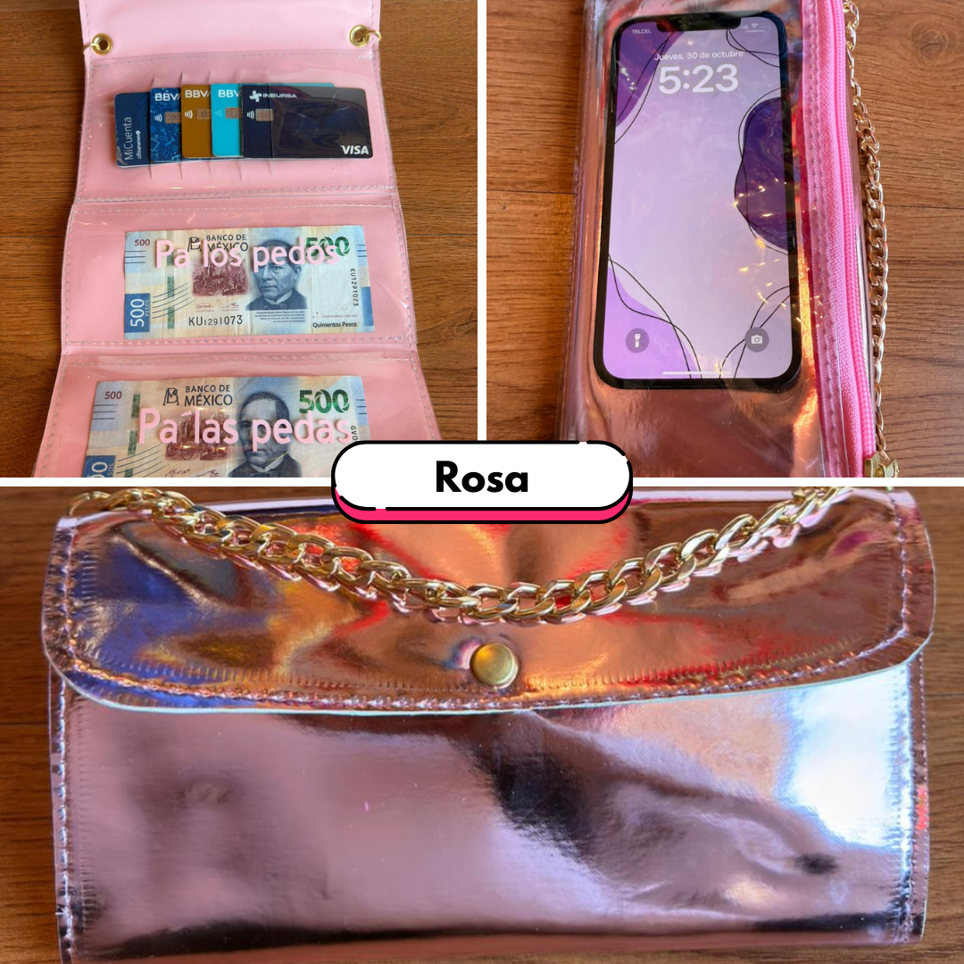 Organiphone Efecto Espejo – Porta Celular con Tarjetero y Organizador de Dinero