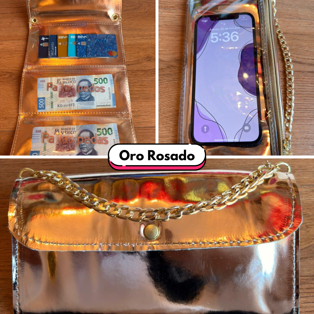 Organiphone Efecto Espejo – Porta Celular con Tarjetero y Organizador de Dinero