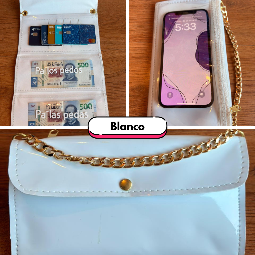 Organiphone Efecto Espejo – Porta Celular con Tarjetero y Organizador de Dinero