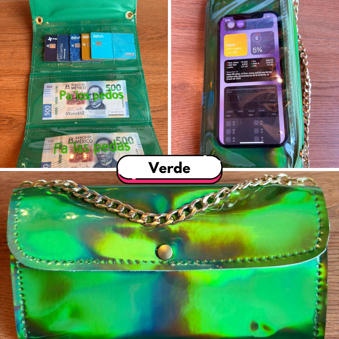 Organiphone Efecto Espejo – Porta Celular con Tarjetero y Organizador de Dinero