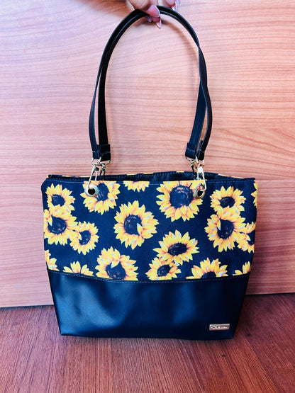 Bolsa Isabella – Bolso Textil con Estampado de Girasoles y Rayas