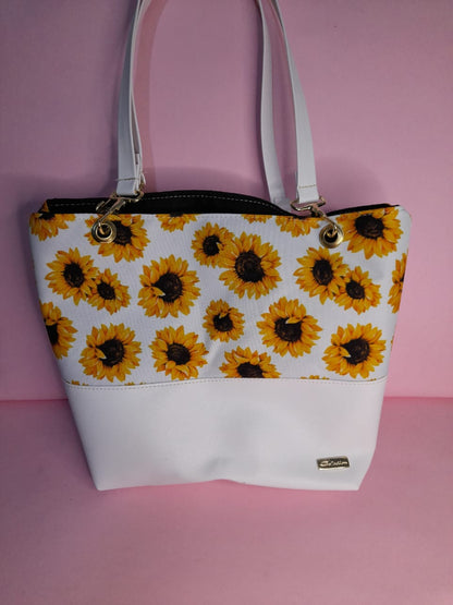 Bolsa Isabella – Bolso Textil con Estampado de Girasoles y Rayas
