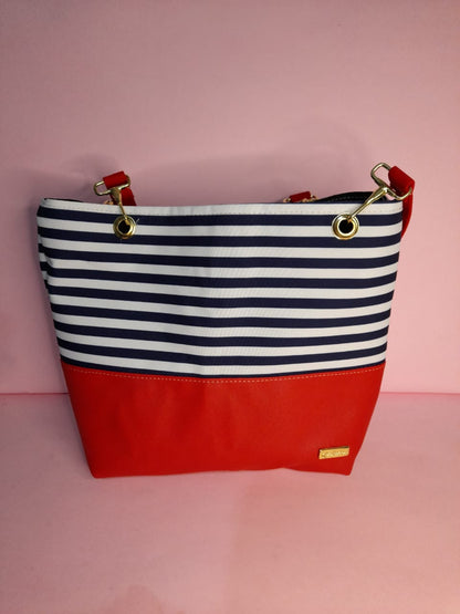 Bolsa Isabella – Bolso Textil con Estampado de Girasoles y Rayas